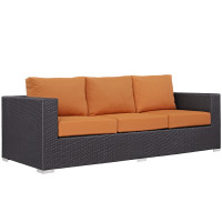 Modway EEI-1844-EXP-ORA Convene Outdoor Patio Sofa in Espresso Orange