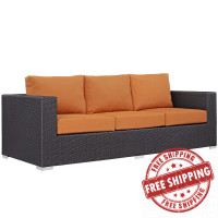 Modway EEI-1844-EXP-ORA Convene Outdoor Patio Sofa in Espresso Orange