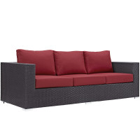 Modway EEI-1844-EXP-RED Convene Outdoor Patio Sofa in Espresso Red