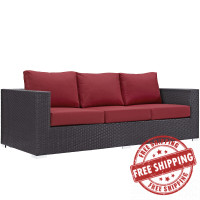 Modway EEI-1844-EXP-RED Convene Outdoor Patio Sofa in Espresso Red