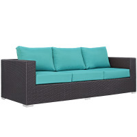Modway EEI-1844-EXP-TRQ Convene Outdoor Patio Sofa in Espresso Turquoise