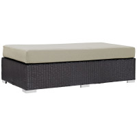 Modway EEI-1847-EXP-BEI Convene Outdoor Patio Fabric Rectangle Ottoman in Espresso Beige