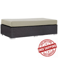 Modway EEI-1847-EXP-BEI Convene Outdoor Patio Fabric Rectangle Ottoman in Espresso Beige