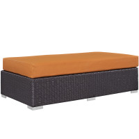 Modway EEI-1847-EXP-ORA Convene Outdoor Patio Fabric Rectangle Ottoman in Espresso Orange