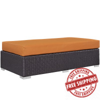 Modway EEI-1847-EXP-ORA Convene Outdoor Patio Fabric Rectangle Ottoman in Espresso Orange