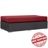 Modway EEI-1847-EXP-RED Convene Outdoor Patio Fabric Rectangle Ottoman in Espresso Red