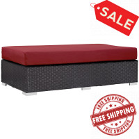 Modway EEI-1847-EXP-RED Convene Outdoor Patio Fabric Rectangle Ottoman in Espresso Red
