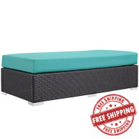 Modway EEI-1847-EXP-TRQ Convene Outdoor Patio Fabric Rectangle Ottoman in Espresso Turquoise