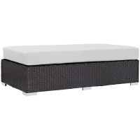 Modway EEI-1847-EXP-WHI Convene Outdoor Patio Fabric Rectangle Ottoman in Espresso White