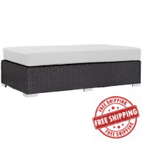 Modway EEI-1847-EXP-WHI Convene Outdoor Patio Fabric Rectangle Ottoman in Espresso White