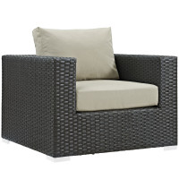 Modway EEI-1850-CHC-BEI Sojourn Outdoor Patio Sunbrella Armchair in Canvas Antique Beige