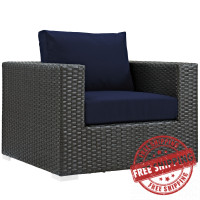 Modway EEI-1850-CHC-NAV Sojourn Outdoor Patio Sunbrella Armchair in Canvas Navy