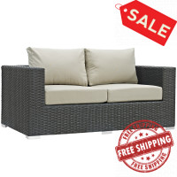 Modway EEI-1851-CHC-BEI Sojourn Outdoor Patio Sunbrella Loveseat in Canvas Antique Beige