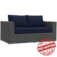 Modway EEI-1851-CHC-NAV Sojourn Outdoor Patio Sunbrella Loveseat in Canvas Navy