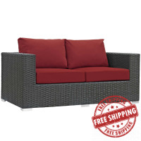 Modway EEI-1851-CHC-RED Sojourn Outdoor Patio Sunbrella Loveseat