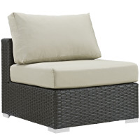 Modway EEI-1854-CHC-BEI Sojourn Outdoor Patio Fabric Sunbrella Armless in Canvas Antique Beige
