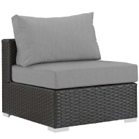 Modway EEI-1854-CHC-GRY Sojourn Outdoor Patio Fabric Sunbrella Armless
