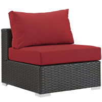 Modway EEI-1854-CHC-RED Sojourn Outdoor Patio Fabric Sunbrella Armless
