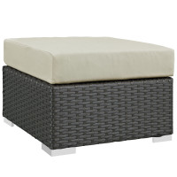 Modway EEI-1855-CHC-BEI Sojourn Outdoor Patio Sunbrella Ottoman in Canvas Antique Beige