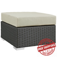 Modway EEI-1855-CHC-BEI Sojourn Outdoor Patio Sunbrella Ottoman in Canvas Antique Beige