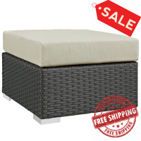 Modway EEI-1855-CHC-BEI Sojourn Outdoor Patio Sunbrella Ottoman in Canvas Antique Beige