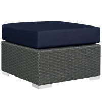 Modway EEI-1855-CHC-NAV Sojourn Outdoor Patio Sunbrella Ottoman in Canvas Navy
