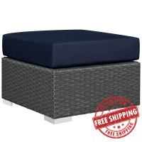 Modway EEI-1855-CHC-NAV Sojourn Outdoor Patio Sunbrella Ottoman in Canvas Navy