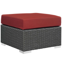 Modway EEI-1855-CHC-RED Sojourn Outdoor Patio Sunbrella Ottoman