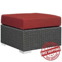 Modway EEI-1855-CHC-RED Sojourn Outdoor Patio Sunbrella Ottoman