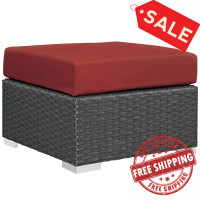 Modway EEI-1855-CHC-RED Sojourn Outdoor Patio Sunbrella Ottoman