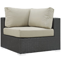 Modway EEI-1856-CHC-BEI Sojourn Outdoor Patio Sunbrella Corner in Canvas Antique Beige