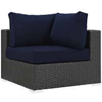 Modway EEI-1856-CHC-NAV Sojourn Outdoor Patio Sunbrella Corner in Canvas Navy