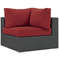 Modway EEI-1856-CHC-RED Sojourn Outdoor Patio Sunbrella Corner