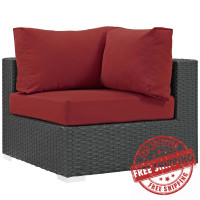 Modway EEI-1856-CHC-RED Sojourn Outdoor Patio Sunbrella Corner