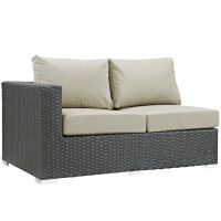 Modway EEI-1858-CHC-BEI Sojourn Outdoor Patio Sunbrella Left Arm Loveseat in Canvas Antique Beige