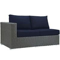 Modway EEI-1858-CHC-NAV Sojourn Outdoor Patio Sunbrella Left Arm Loveseat in Canvas Navy