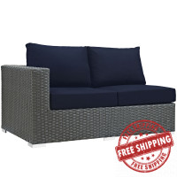 Modway EEI-1858-CHC-NAV Sojourn Outdoor Patio Sunbrella Left Arm Loveseat in Canvas Navy