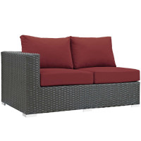 Modway EEI-1858-CHC-RED Sojourn Outdoor Patio Sunbrella Left Arm Loveseat
