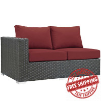 Modway EEI-1858-CHC-RED Sojourn Outdoor Patio Sunbrella Left Arm Loveseat