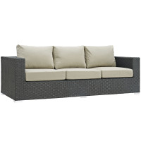 Modway EEI-1860-CHC-BEI Sojourn Outdoor Patio Sunbrella Sofa in Canvas Antique Beige