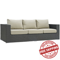 Modway EEI-1860-CHC-BEI Sojourn Outdoor Patio Sunbrella Sofa in Canvas Antique Beige