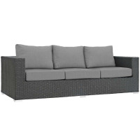 Modway EEI-1860-CHC-GRY Sojourn Outdoor Patio Sunbrella Sofa