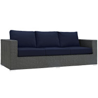 Modway EEI-1860-CHC-NAV Sojourn Outdoor Patio Sunbrella Sofa in Canvas Navy