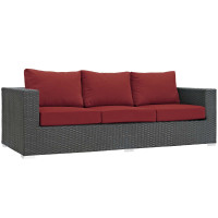Modway EEI-1860-CHC-RED Sojourn Outdoor Patio Sunbrella Sofa