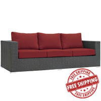 Modway EEI-1860-CHC-RED Sojourn Outdoor Patio Sunbrella Sofa