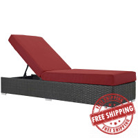 Modway EEI-1862-CHC-RED Sojourn Outdoor Patio Sunbrella Chaise Lounge