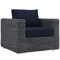 Modway EEI-1864-GRY-NAV Summon Outdoor Patio Fabric Sunbrella Armchair in Canvas Navy