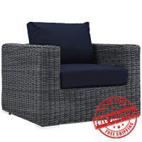 Modway EEI-1864-GRY-NAV Summon Outdoor Patio Fabric Sunbrella Armchair in Canvas Navy