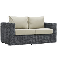 Modway EEI-1865-GRY-BEI Summon Outdoor Patio Sunbrella Loveseat in Canvas Antique Beige