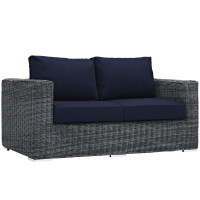 Modway EEI-1865-GRY-NAV Summon Outdoor Patio Sunbrella Loveseat in Canvas Navy